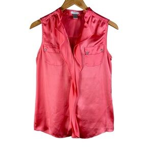 Cache Coral Sleeveless Top Blouse- Ruffle XS